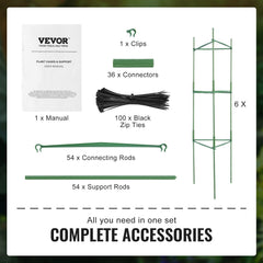 6 Packs Tomato Cages for Garden, 1230 mm Tomato Trellis Plant Stakes Support, Stackable Tall Plant Support Cage, for Raised Garden Bed, Vegetables Flowers and Climbing Plants