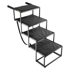 Dog Stairs for Car, 4 Steps Extra Wide Foldable Dog Ramp for Large Dogs with Non-Slip Surface, Portable Lightweight Pet Stairs Ladder for Car, SUV, Truck, High Bed, Sofa, Support up to 113 kg