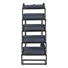Dog Stairs for Car, 5 Steps Extra Wide Foldable Dog Ramp for Large Dogs with Non-Slip Rug Surface, Portable Lightweight Pet Ladder for Car, SUV, Truck, High Beds, Sofas, Support up to 91 kg