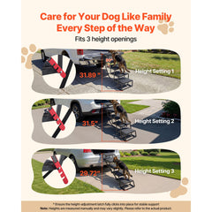 Dog Stairs for Car, 5 Steps Extra Wide Foldable Dog Ramp for Large Dogs with Non-Slip Rug Surface, Portable Lightweight Pet Ladder for Car, SUV, Truck, High Beds, Sofas, Support up to 91 kg