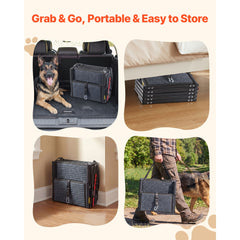 Dog Stairs for Car, 5 Steps Extra Wide Foldable Dog Ramp for Large Dogs with Non-Slip Rug Surface, Portable Lightweight Pet Ladder for Car, SUV, Truck, High Beds, Sofas, Support up to 91 kg