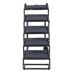 Dog Stairs for Car, 5 Steps Extra Wide Foldable Dog Ramp for Large Dogs with Non-Slip Rug Surface, Portable Lightweight Pet Ladder for Car, SUV, Truck, High Beds, Sofas, Support up to 91 kg