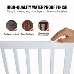 Free Standing Dog Gate, 24" H x 60" W Freestanding Pet Gate, 3 Panels Foldable Dog Gate for Wide and Narrow Passageways, Expandable Dog Barrier with Silent Foot Support for Indoor, White