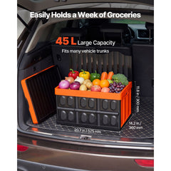 Plastic Collapsible Storage Bins with Lids, 45L 3Packs, Stackable Folding Storage Crates with Handles, Holds 20 kg Per Bin, Heavy Duty Containers, Space-Saving Baskets, for Home Organizing