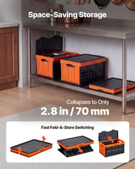 Plastic Collapsible Storage Bins with Lids, 45L 3Packs, Stackable Folding Storage Crates with Handles, Holds 20 kg Per Bin, Heavy Duty Containers, Space-Saving Baskets, for Home Organizing