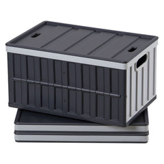 Plastic Collapsible Storage Bins with Lids, 65L 3 Packs, Stackable Folding Storage Crates with Handles, Holds 38 kg Per Bin, Heavy Duty Containers, Space-Saving Baskets, for Home Organizing
