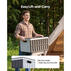 Plastic Collapsible Storage Bins with Lids, 65L 3 Packs, Stackable Folding Storage Crates with Handles, Holds 38 kg Per Bin, Heavy Duty Containers, Space-Saving Baskets, for Home Organizing