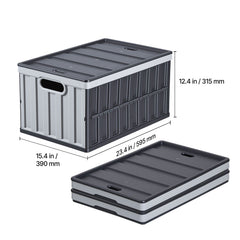 Plastic Collapsible Storage Bins with Lids, 65L 3 Packs, Stackable Folding Storage Crates with Handles, Holds 38 kg Per Bin, Heavy Duty Containers, Space-Saving Baskets, for Home Organizing