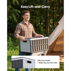 Plastic Collapsible Storage Bins with Lids, 65L 2 Packs, Stackable Folding Storage Crates with Handles, Holds 38 kg Per Bin, Heavy Duty Containers, Space-Saving Baskets, for Home Organizing