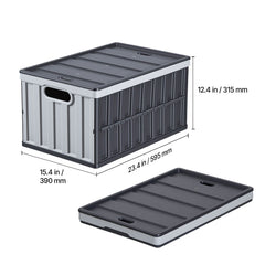 Plastic Collapsible Storage Bins with Lids, 65L 2 Packs, Stackable Folding Storage Crates with Handles, Holds 38 kg Per Bin, Heavy Duty Containers, Space-Saving Baskets, for Home Organizing