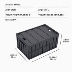 Collapsible Storage Bins with Lids, 65L 3 Packs, Folding Plastic Stackable Utility Crates with Handles, Large Heavy Duty Containers for Clothes, Toys, Books, Snack, Shoes, and Grocery Organizing