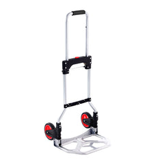 Folding Hand Truck, 80 kg Load Capacity, Aluminum Portable Cart, Convertible Hand Truck and Dolly with Telescoping Handle and Rubber Wheels, Ultra Lightweight Super Strong for Moving Warehouse