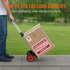 Folding Hand Truck, 80 kg Load Capacity, Aluminum Portable Cart, Convertible Hand Truck and Dolly with Telescoping Handle and Rubber Wheels, Ultra Lightweight Super Strong for Moving Warehouse