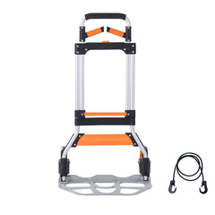Folding Hand Truck, 140 kg Load Capacity, Aluminum Portable Cart, Convertible Hand Truck and Dolly with Telescoping Handle and PP+TPR Wheels, Ultra Lightweight Super Strong for Moving Warehouse