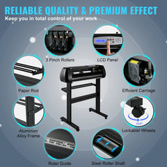Vinyl Cutter Machine, 34inch Cutting Plotter, Offline Cutting Machine Kit Mobile Bluetooth, Precise Roller Shaft High Accuracy Adjustable Speed & Force, DIY SignMaster Software Blade for Windows