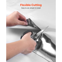 Double Reflective Insulation Roll, Non-Perforated Woven Fabric Radiant Barrier, 0.15mm 38.1m x 1.22m, Double-Sided Aluminum Foil Heat Reflective Shield, Thermal Insulation Roll for Window Roof