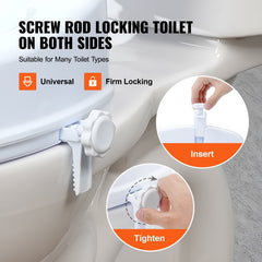 Raised Toilet Seat, 100 mm Height Raised, 136 kg Weight Capacity, Universal Toilet Seat Riser, Screw Rod Locking, with Toilet Seat, for Elderly, Handicap, Patient, Pregnant, Medical