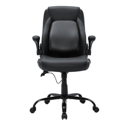 Executive Office Chair with Cutting-edge Adjustable Lumbar Support, High Back PU Leather Office Chair Ergonomic for Back Pain, with Padded Flip-up Arms