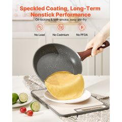 Frying Pan Skillet, Aluminum Egg Fry Pans, 3 Piece Set (250, 280, 325 mm), Nonsitck Heavy-Duty Skillets with Heat-Resistant Handle, Chef's Kitchen Cookware, for Gas, Electric, Induction, Grey
