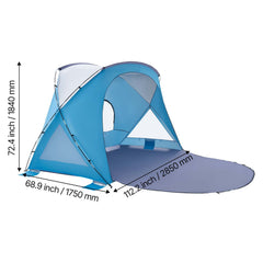 Beach Tent Sun Shelter for 6 Person, UPF 50+ Protection, Portable Sun Shade Canopy with Carrying Bag & Sand Pockets, Lightweight and Easy Setup Beach Umbrella for Family Camping Outdoor Picnic