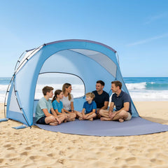Beach Tent Sun Shelter for 6 Person, UPF 50+ Protection, Portable Sun Shade Canopy with Carrying Bag & Sand Pockets, Lightweight and Easy Setup Beach Umbrella for Family Camping Outdoor Picnic