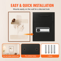 2.5 Cub Depository Safe, Deposit Safe with Drop Slot, Electronic Code Lock and 2 Emergency Keys, 20.27'' x 13.97'' x 13.97'' Business Drop Slot Safe for Cash, Mail in Home, Hotel, Office