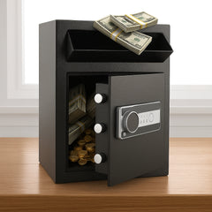 2.5 Cub Depository Safe, Deposit Safe with Drop Slot, Electronic Code Lock and 2 Emergency Keys, 20.27'' x 13.97'' x 13.97'' Business Drop Slot Safe for Cash, Mail in Home, Hotel, Office
