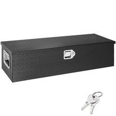 Heavy Duty Aluminum Truck Bed Tool Box, Diamond Plate Tool Box with Side Handle and Lock Keys, Storage Tool Box Chest Box Organizer for Pickup, Truck Bed, RV, Trailer, 990 x 330 x 254 mm, Black