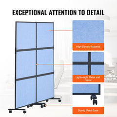 Acoustic Room Divider Partition Panel Privacy Screen 2 Pack Indigo Blue