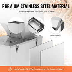 Particle Filling Machine, 10-1000g, Automatic Filler Machine with Foot Pedal, Stainless Steel Weighing Filling Machine, Weigh Filler Packing Machine for Beans Seeds Grains Tea Granular Packing