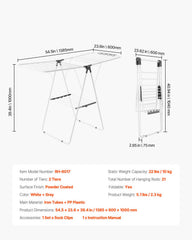 2-Tier Foldable Clothes Drying Rack with Sock Clips & 21 Drying Rods White
