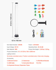 Bubble Tube Lamp 16 Color 1.2 m Sensory Aquarium Lamp for Relief Calming