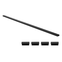 198 cm Stainless Steel Handrail, Rectangular Top Stair Deck Hand Rail for Outdoor/Indoor Steps with End Cap,Matte Black Coating Adjustable Metal Stair Rail for Cable Railing Kit