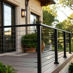 198 cm Stainless Steel Handrail, Rectangular Top Stair Deck Hand Rail for Outdoor/Indoor Steps with End Cap,Matte Black Coating Adjustable Metal Stair Rail for Cable Railing Kit