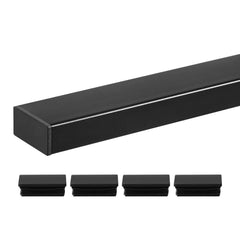 198 cm Stainless Steel Handrail, Rectangular Top Stair Deck Hand Rail for Outdoor/Indoor Steps with End Cap,Matte Black Coating Adjustable Metal Stair Rail for Cable Railing Kit