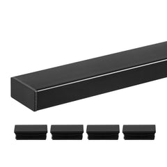 198 cm Stainless Steel Handrail, Rectangular Top Stair Deck Hand Rail for Outdoor/Indoor Steps with End Cap,Matte Black Coating Adjustable Metal Stair Rail for Cable Railing Kit