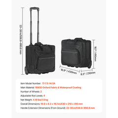 Rolling Laptop Bag 39.62 cm Wheeled Computer Bag for Women & Men Black