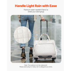 Rolling Laptop Bag, Fits Up to 15.6 Inch Laptop, Wheeled Briefcase, Roller Computer Tote Bag with 2 Fixed Wheels & Telescoping Handle, Laptop Case for Work Travel Business Office, Women Men