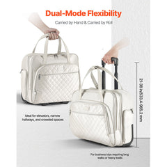 Rolling Laptop Bag, Fits Up to 15.6 Inch Laptop, Wheeled Briefcase, Roller Computer Tote Bag with 2 Fixed Wheels & Telescoping Handle, Laptop Case for Work Travel Business Office, Women Men