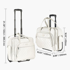 Rolling Laptop Bag, Fits Up to 15.6 Inch Laptop, Wheeled Briefcase, Roller Computer Tote Bag with 2 Fixed Wheels & Telescoping Handle, Laptop Case for Work Travel Business Office, Women Men