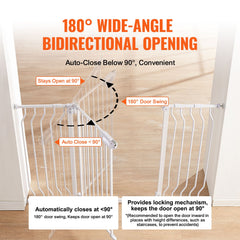Baby Gate, 749-1346 mm Extra Wide, 762 mm High, Dog Gate for Stairs Doorways and House, Easy Step Walk Thru Auto Close Child Gate Pet Security Gate with Pressure Mount and Wall Mount Kit, White