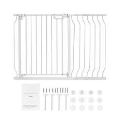 Baby Gate, 749-1229 mm Extra Wide, 762 mm High, Dog Gate for Stairs Doorways and House, Easy Step Walk Thru Auto Close Child Gate Pet Security Gate with Pressure Mount and Wall Mount Kit, White