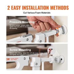 Baby Gate, 749-1229 mm Extra Wide, 762 mm High, Dog Gate for Stairs Doorways and House, Easy Step Walk Thru Auto Close Child Gate Pet Security Gate with Pressure Mount and Wall Mount Kit, White