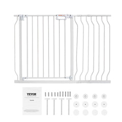 Baby Gate, 749-1229 mm Extra Wide, 762 mm High, Dog Gate for Stairs Doorways and House, Easy Step Walk Thru Auto Close Child Gate Pet Security Gate with Pressure Mount and Wall Mount Kit, White