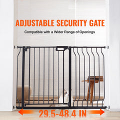 Baby Gate, 749-1229 mm Extra Wide, 762 mm High, Dog Gate for Stairs Doorways and House, Easy Step Walk Thru Auto Close Child Gate Pet Security Gate with Pressure Mount and Wall Mount Kit, Black