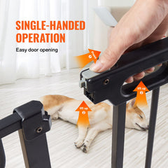 Baby Gate, 749-1229 mm Extra Wide, 762 mm High, Dog Gate for Stairs Doorways and House, Easy Step Walk Thru Auto Close Child Gate Pet Security Gate with Pressure Mount and Wall Mount Kit, Black