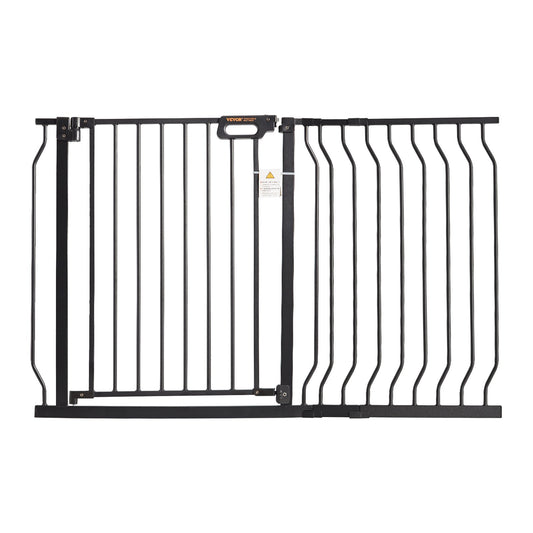 Baby Gate, 749-1229 mm Extra Wide, 762 mm High, Dog Gate for Stairs Doorways and House, Easy Step Walk Thru Auto Close Child Gate Pet Security Gate with Pressure Mount and Wall Mount Kit, Black
