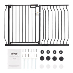 Baby Gate, 749-1229 mm Extra Wide, 762 mm High, Dog Gate for Stairs Doorways and House, Easy Step Walk Thru Auto Close Child Gate Pet Security Gate with Pressure Mount and Wall Mount Kit, Black