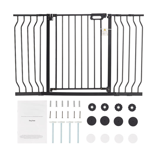 Baby Gate, 749-1346 mm Extra Wide, 762 mm High, Dog Gate for Stairs Doorways and House, Easy Step Walk Thru Auto Close Child Gate Pet Security Gate with Pressure Mount and Wall Mount Kit, Black