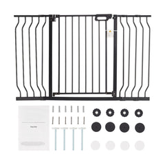 Baby Gate, 749-1346 mm Extra Wide, 762 mm High, Dog Gate for Stairs Doorways and House, Easy Step Walk Thru Auto Close Child Gate Pet Security Gate with Pressure Mount and Wall Mount Kit, Black